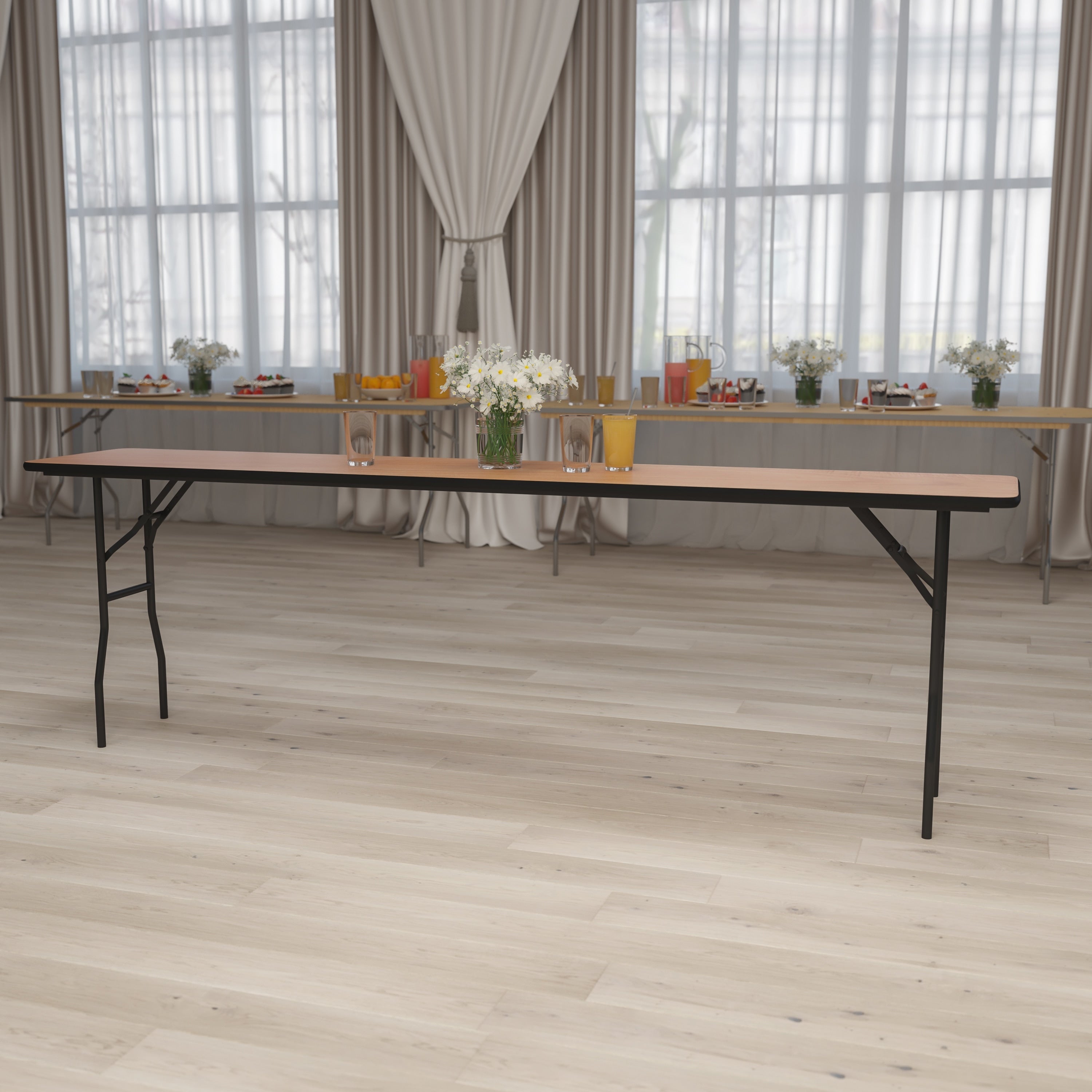 Natural Wood Folding Table 18 W X 96 D X 30.25 H