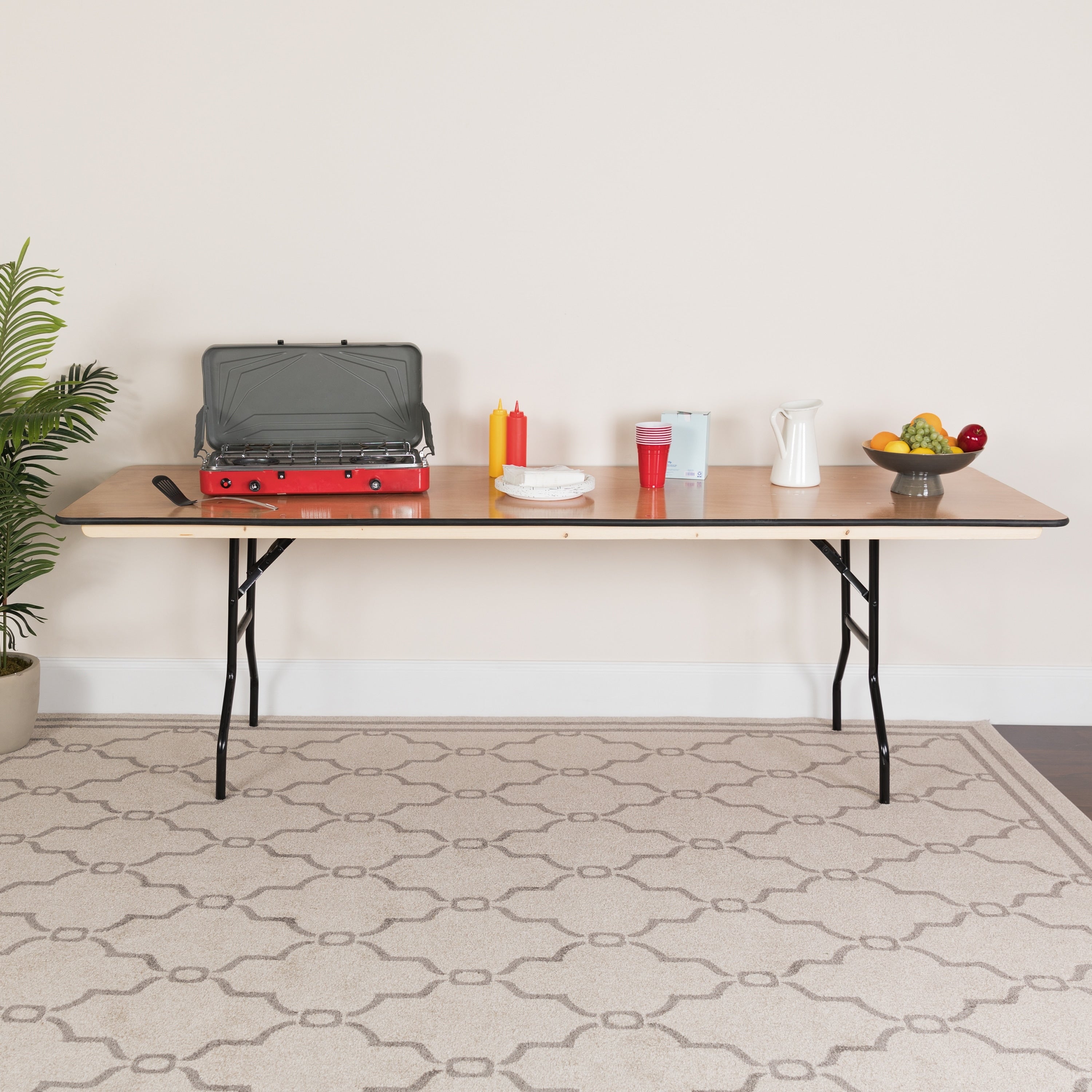 Natural Wood Folding Table 30 W X 96 D X 30.25 H