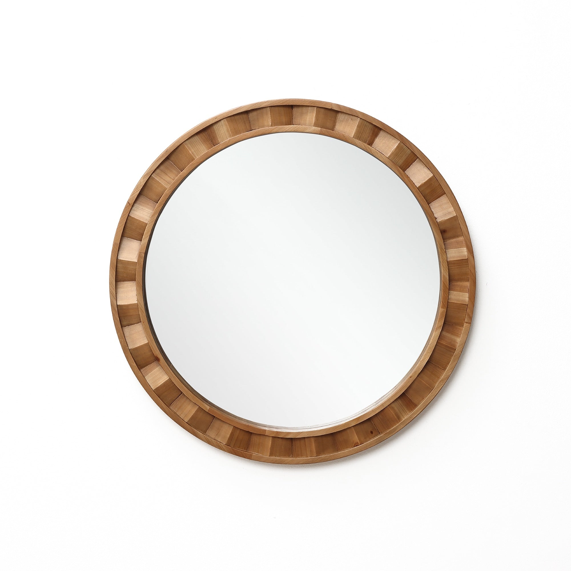 Natural Wood Frame Round Wall Mirror 28 Rustic Wooden Decor 27.95 H X 27.95 W