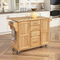 Copper Grove Puff Island Breakfast Bar Kitchen Cart With Natural Wood Top