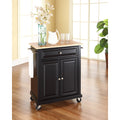 Black Wood Portable Kitchen Cart Island With Natural Wood Top