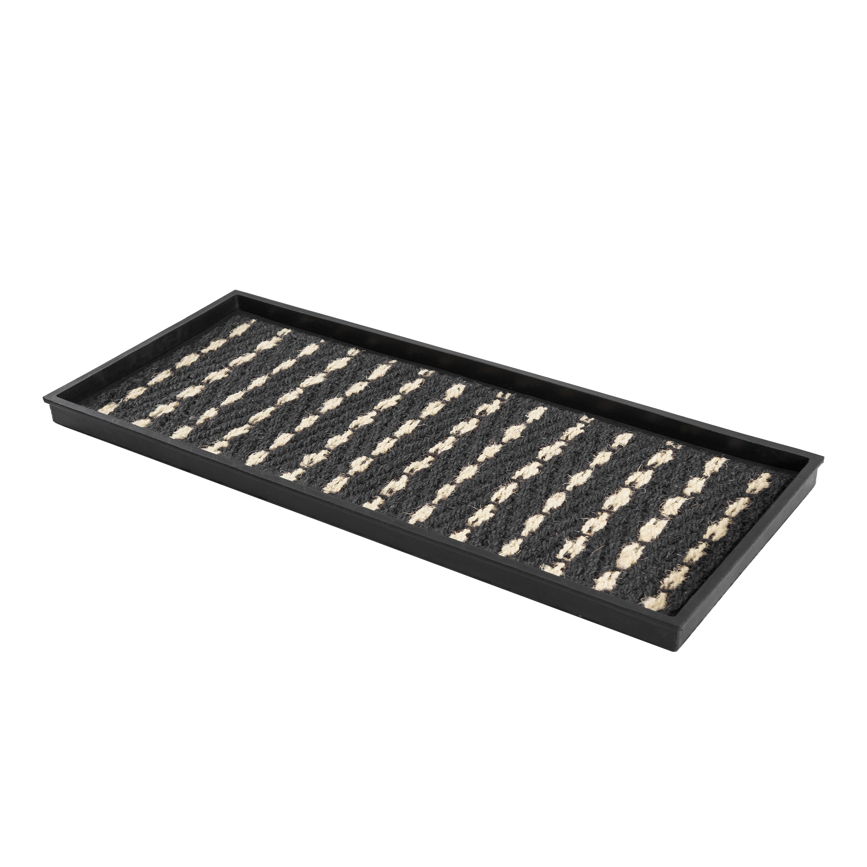 Natural And Recycled Rubber Boot Tray With Gray And Ivory Coir Insert