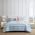 Nautica Riverside Stripe Reversible Fine Pattern Cotton Coastal Comforter Blue