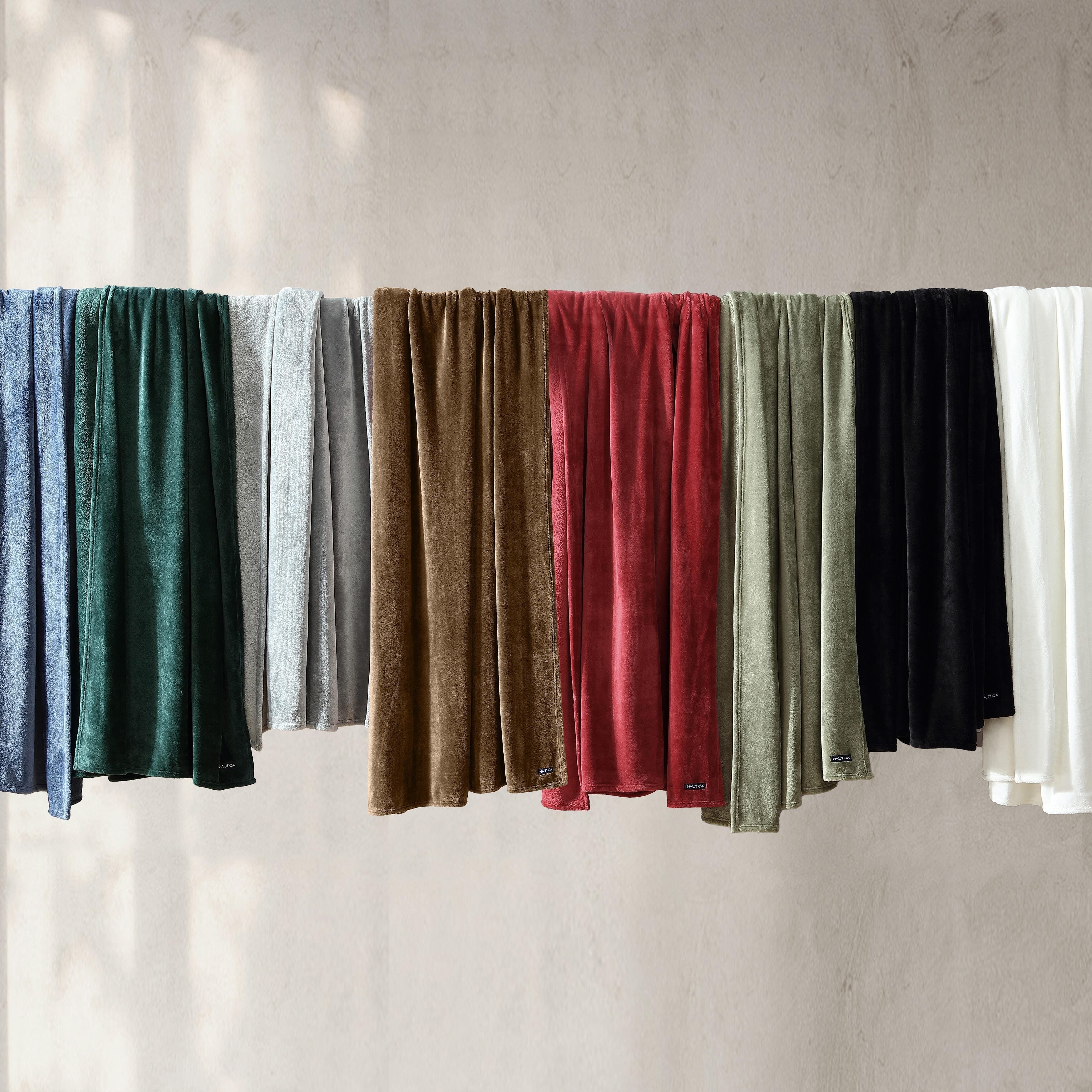 Nautica Solid Ultra Plush Blankets