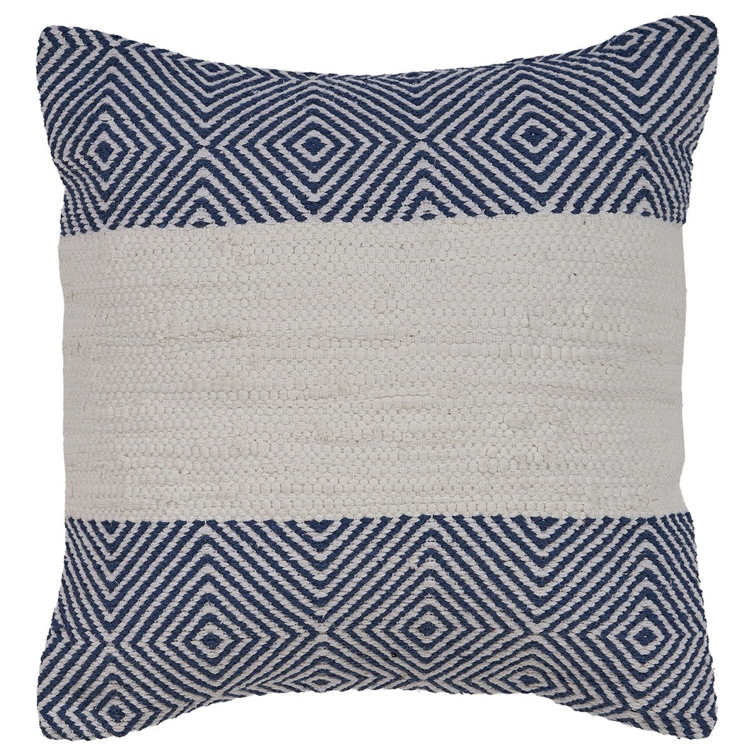 Lr Home Blue Geometic White Striped Throw Pillow 18 Inch