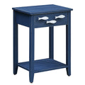 Nautical Navy 1 Drawer Accent Table With Fish Hardware