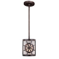 Nautique Bronze Coastal Drum Mini Pendant Ceiling Light White Glass 6.25 In W X 12.25 In H X 6.25 In D