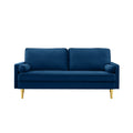 Navy 2 Seater Velvet Sofa Loveseat With Wood Frame Sleeper Sofa Couch Convertible Couch For Living Room