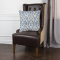 Rizzy Home Blue Cotton Damask Throw Pillow