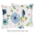 Navy Blue Pink Watercolor Floral 18In Decorative Accent Throw Pillows Set Of 2 Blush Green Shabby Chic
