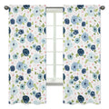 Navy Blue Pink Watercolor Floral 84In Window Treatment Curtain Panel Pair Blush Green Shabby Chic Flower