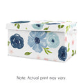 Navy Blue Watercolor Floral Collection Girl Kids Fabric Toy Bin Storage Blush Pink Green And White Shabby Chic Rose Flower