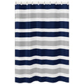 Navy Blue And Gray Stripe Shower Curtain