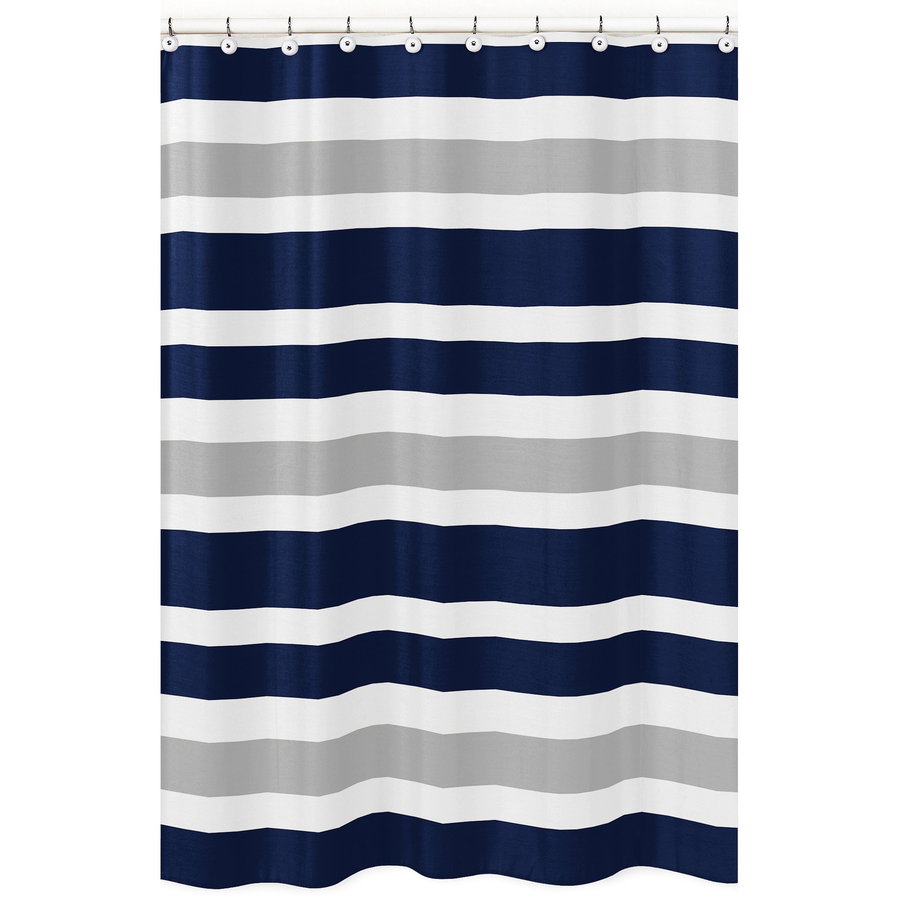 Navy Blue And Gray Stripe Shower Curtain