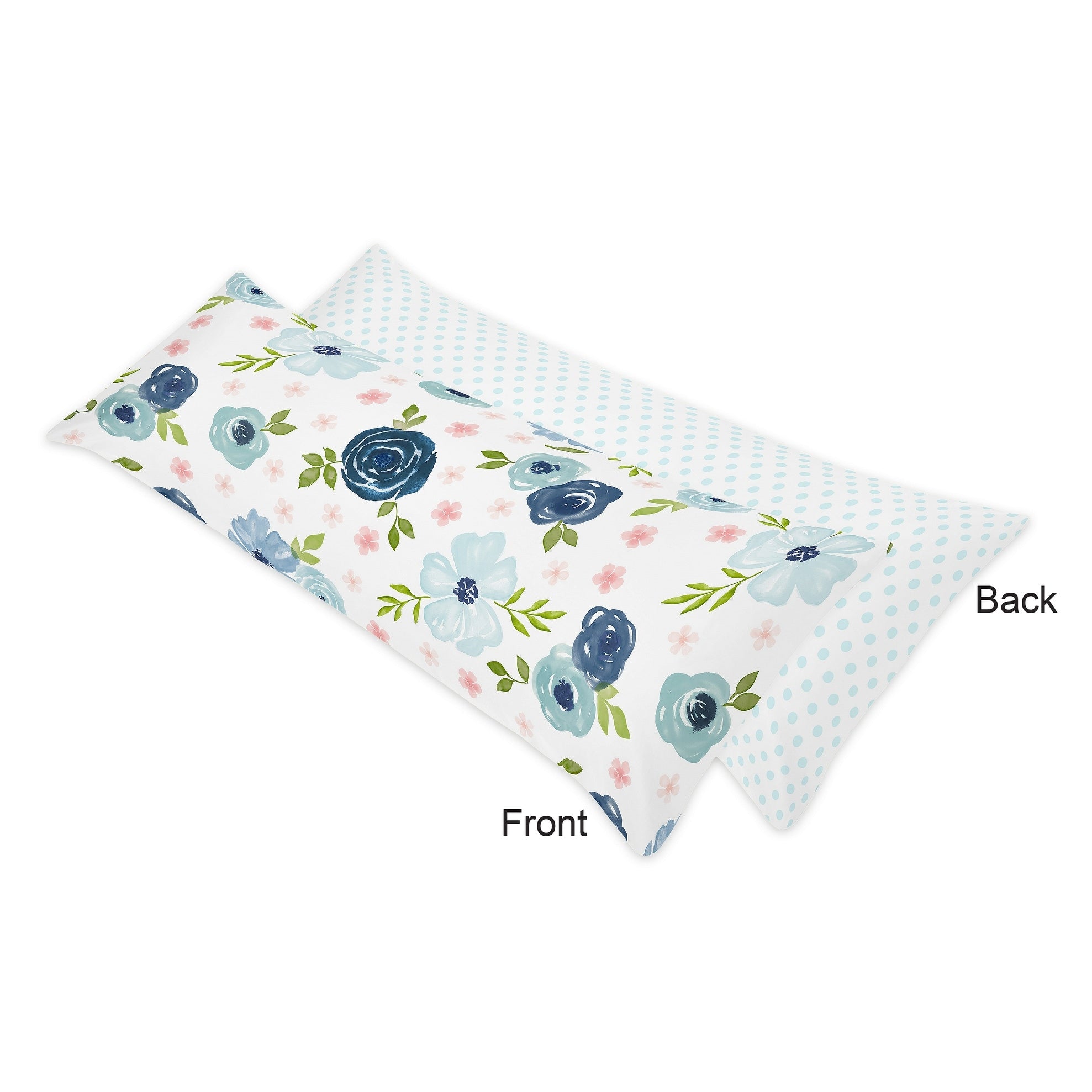 Navy Blue And Pink Watercolor Floral Body Pillow Case Pillow Not Included Blush Green White Shabby Chic Rose Flower