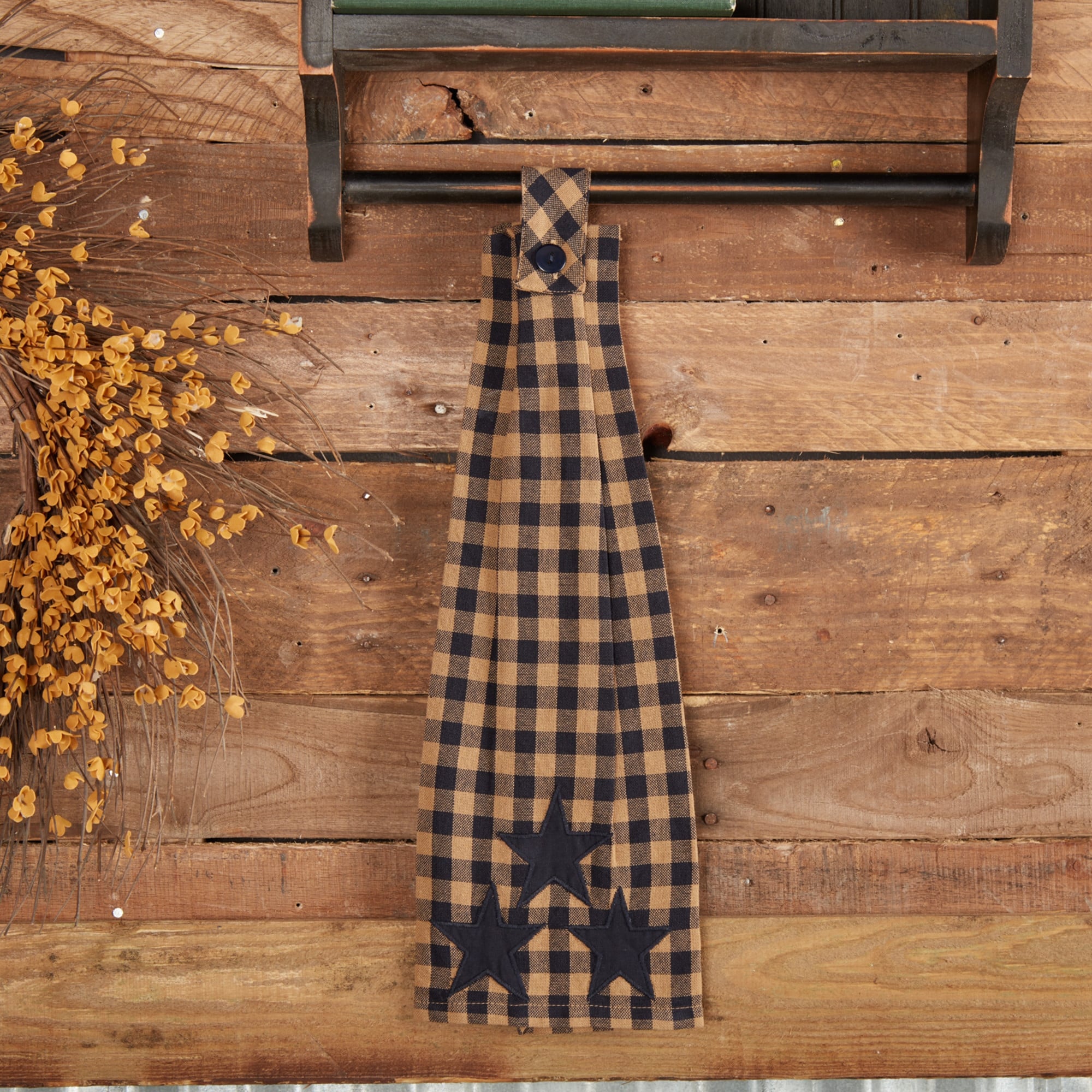 Vhc Navy Star Blue Primitive Classic Country Tabletop Kitchen Button Loop Kitchen Towel
