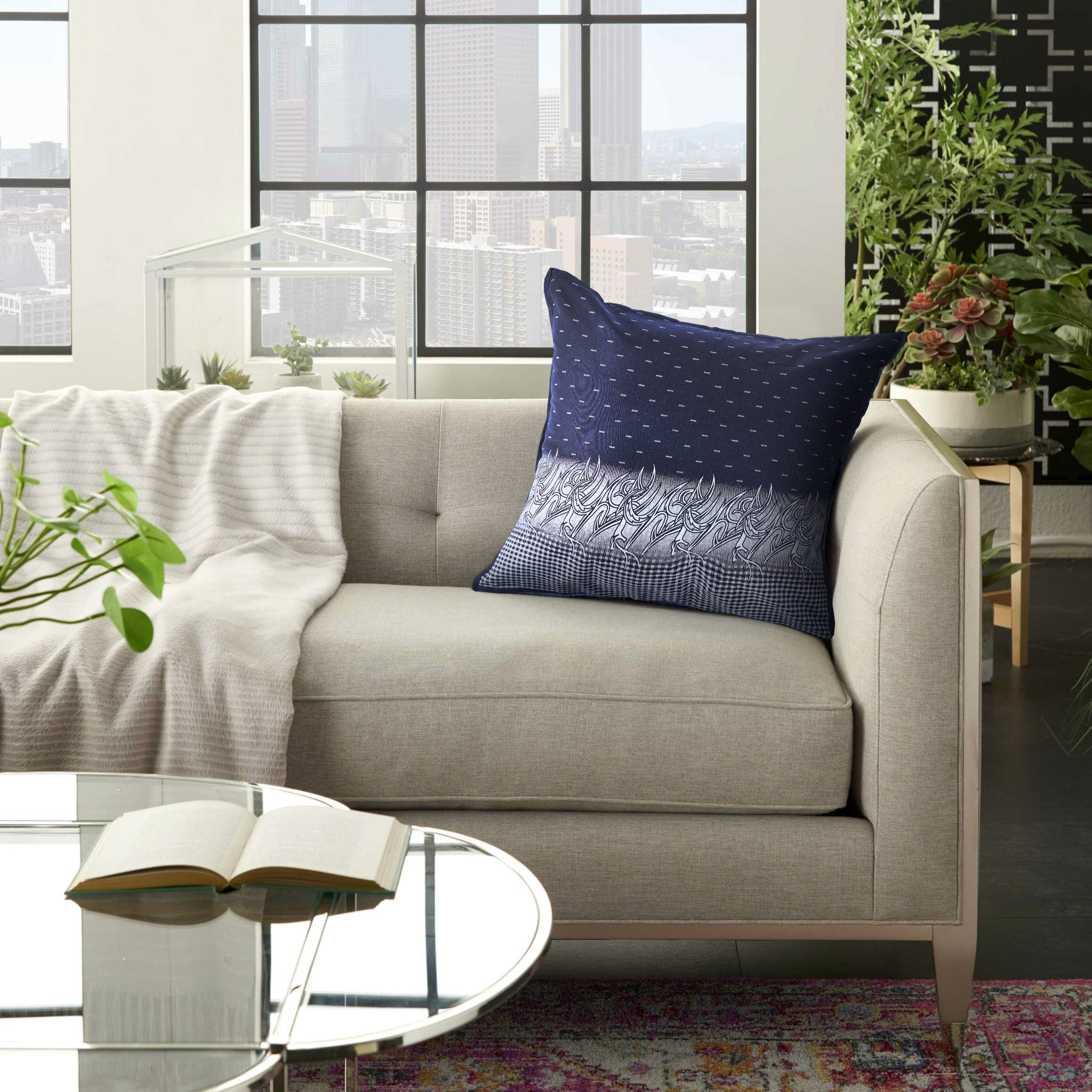Navy And White Geometric Throw Pillow