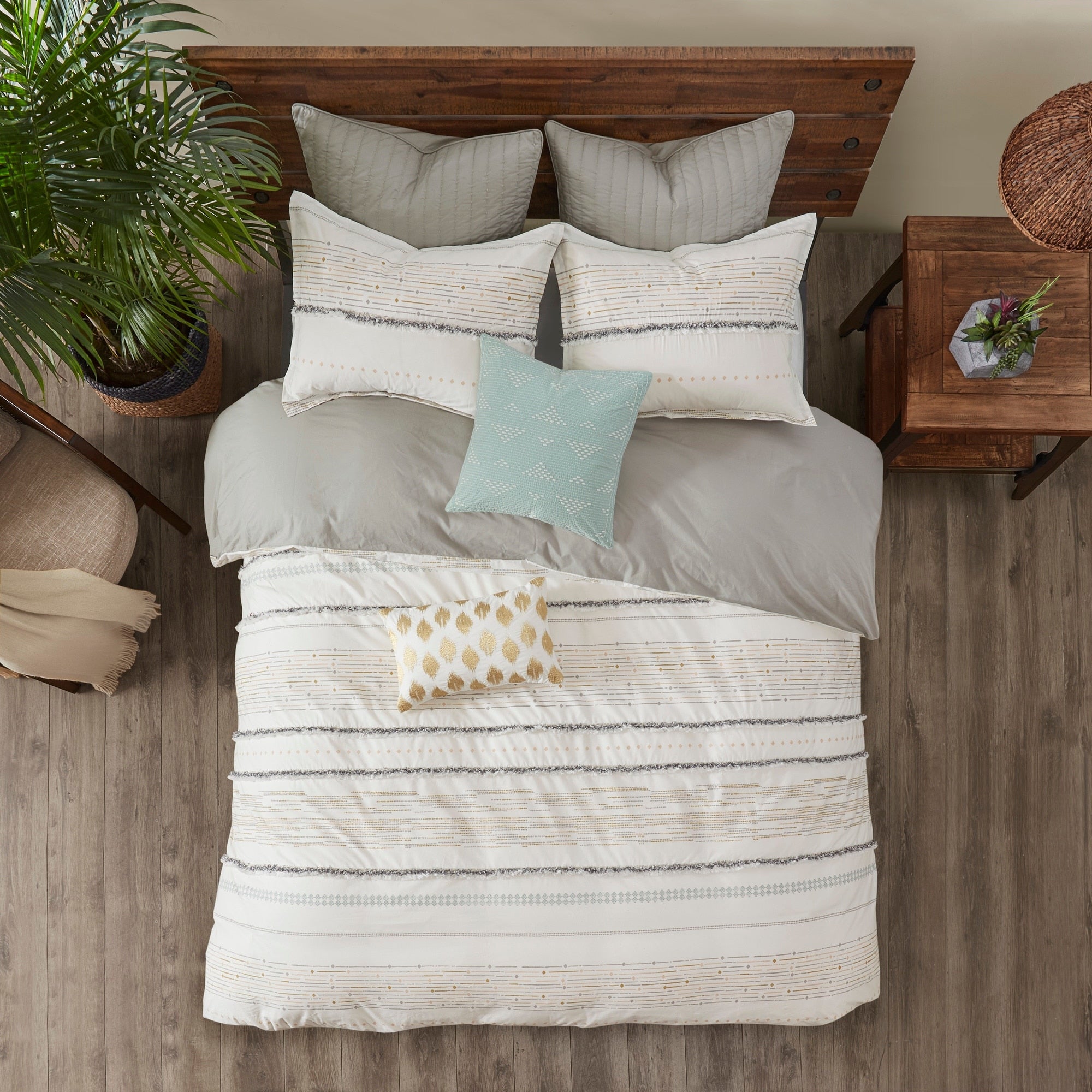 Ink Ivy Nea Multi Cotton Printed Duvet Cover Set With Trims