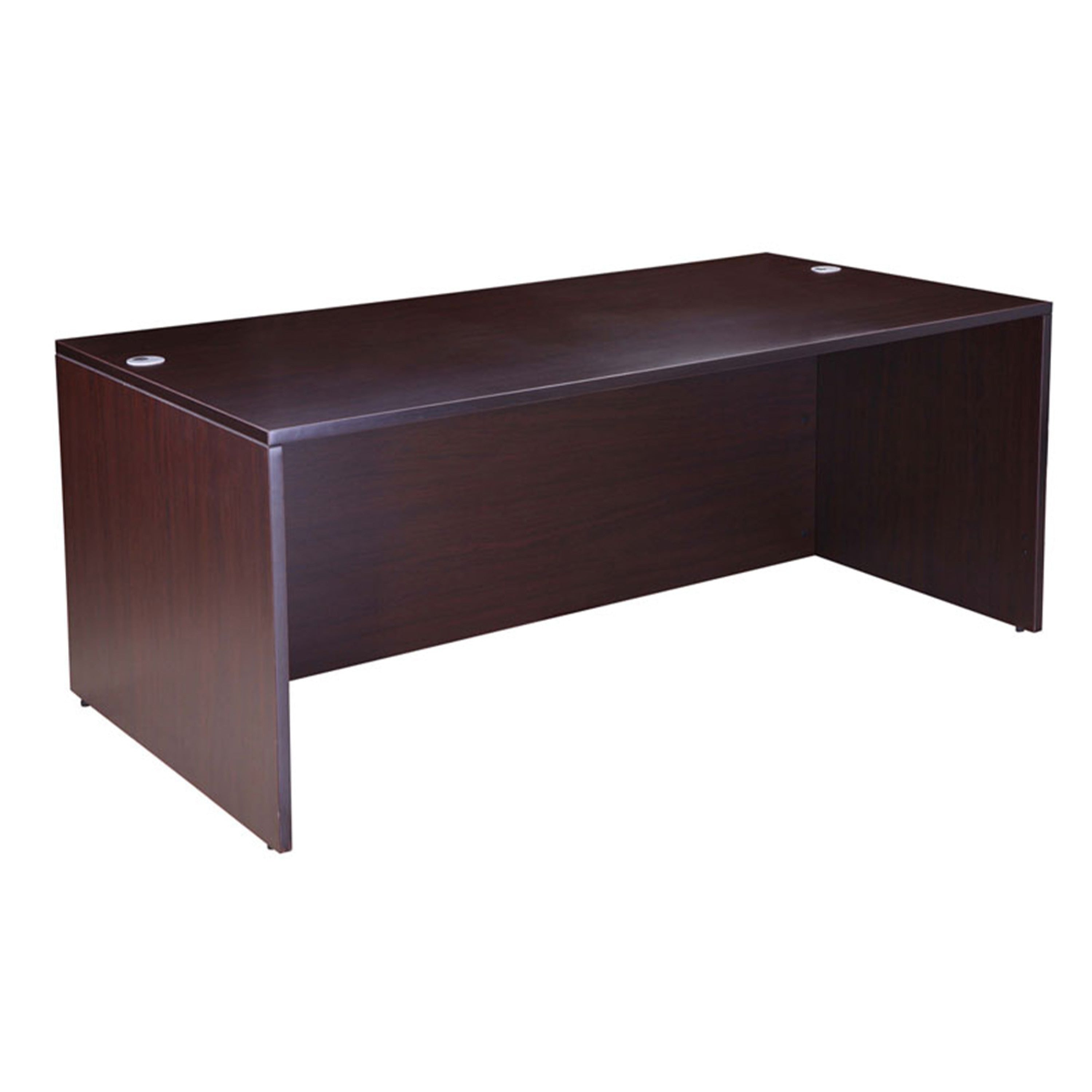 Nea Desk Shell 71 Inch Reception Top Panel Legs Mocha Brown Wood