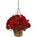 19 Geranium Hanging Basket Artificial Plant Uv Resistant Indoor Outdoor