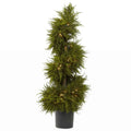 Nearly Natural 43 Inch Cedar Spiral Topiary With Lights Decorative Plant