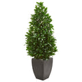 Nearly Natural 56 Inch Indoor Outdoor Uv Resistant Bay Leaf Cone Topiary Artificial Tree In Black Planter