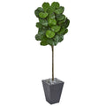 Nearly Natural Fiddle Leaf 6 Foot Artificial Tree In Slate Finished Planter