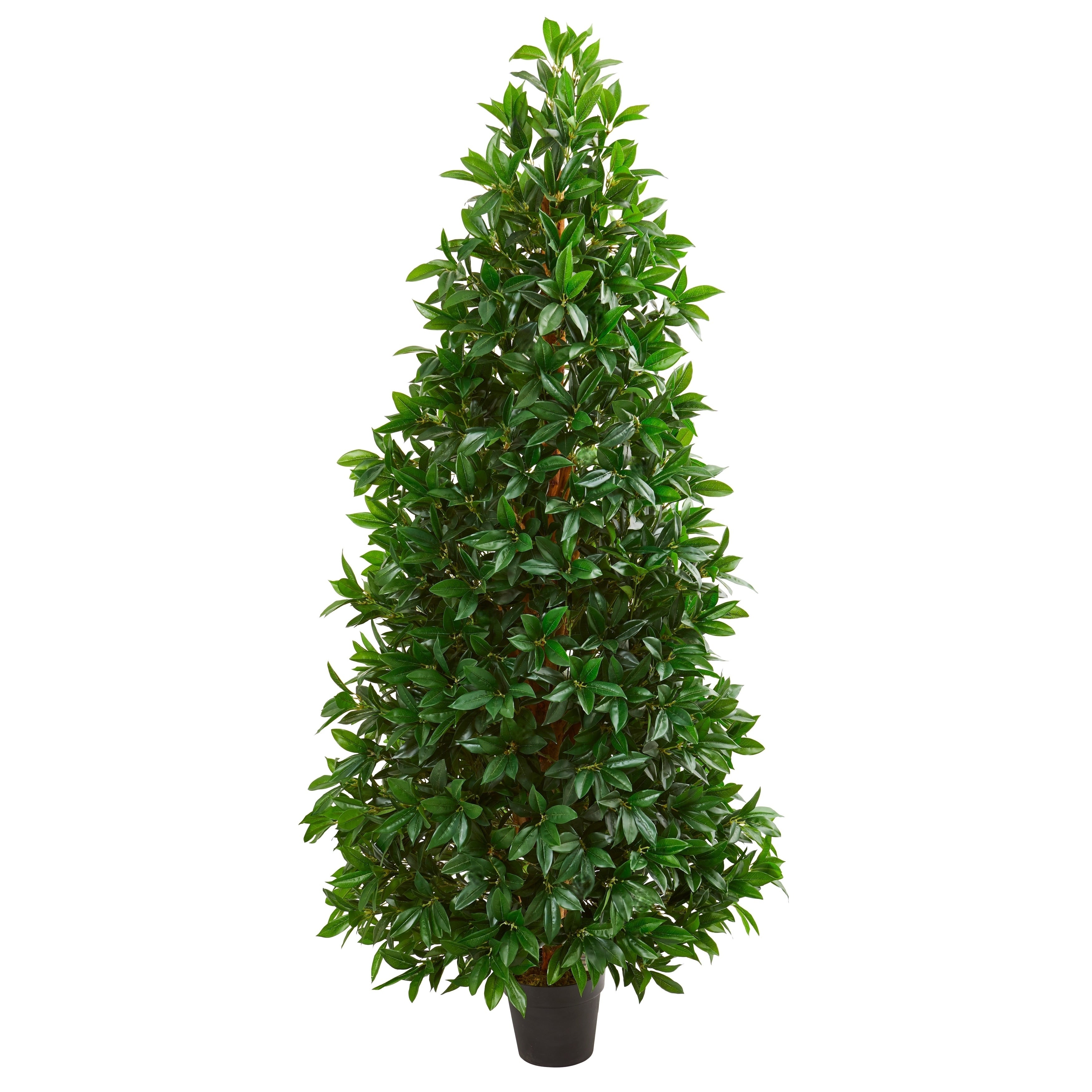 Nearly Natural Green Bay Leaf Cone Topiary Artificial Tree With Planter