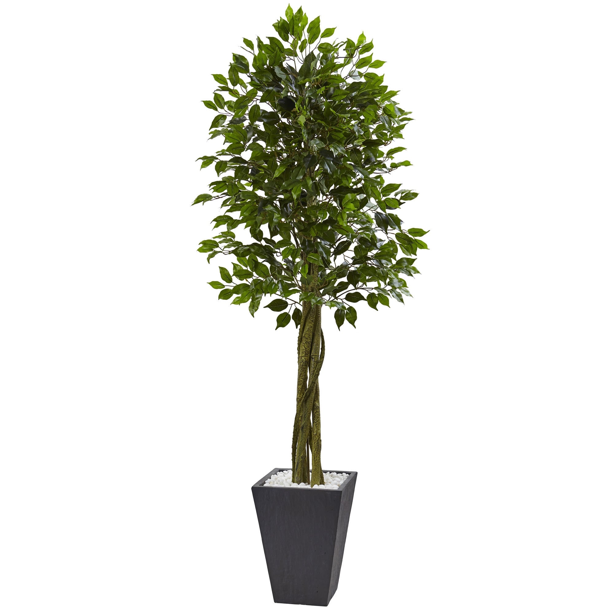 Nearly Natural Grey 6.5 Foot Ficus Tree Indoor Or Outdoor Planter