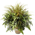Nearly Natural Mixed Greens And Grass With Ceramic Planter Decorative Plant