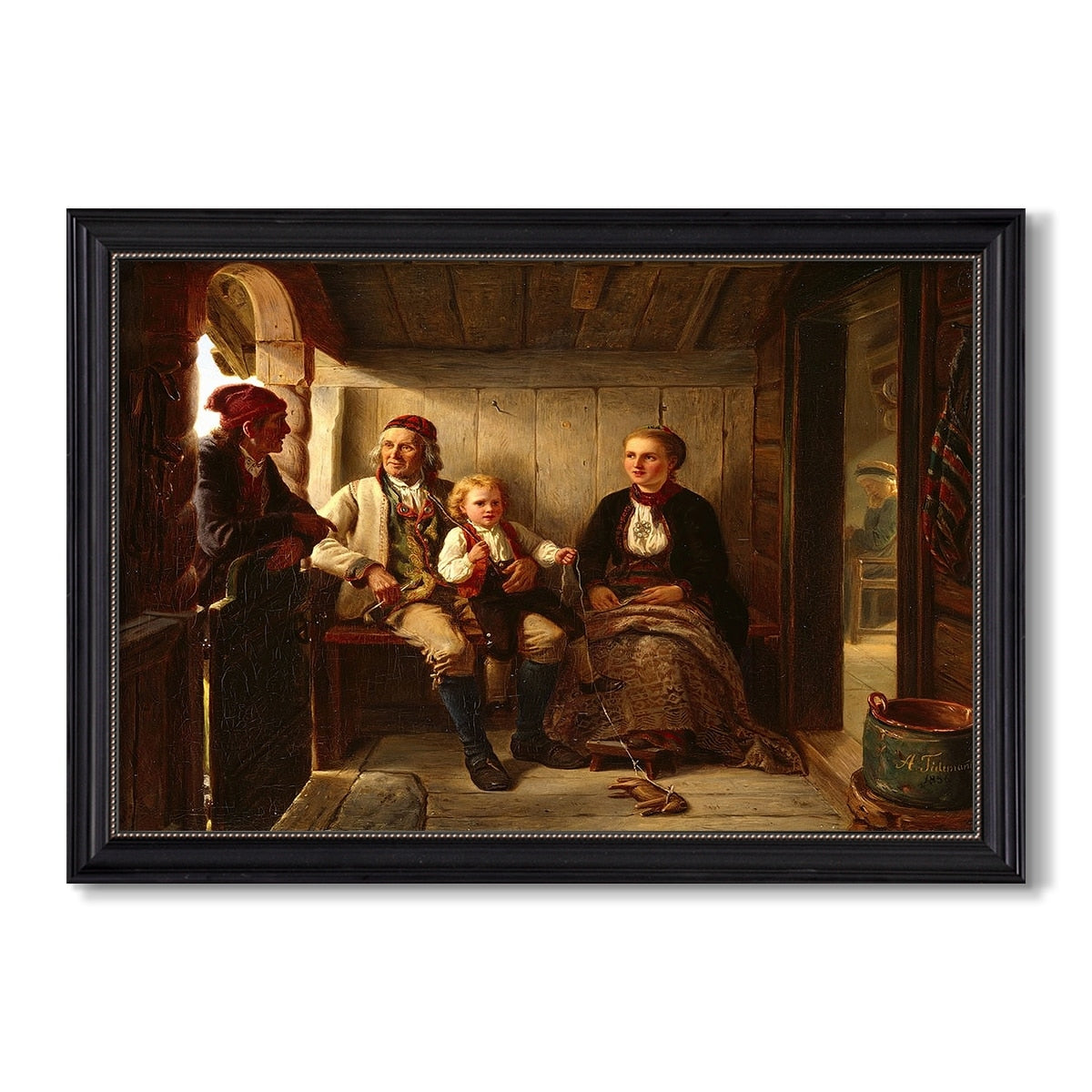 Neighbors 1855 Adolph Tidemand Custom Framed Canvas