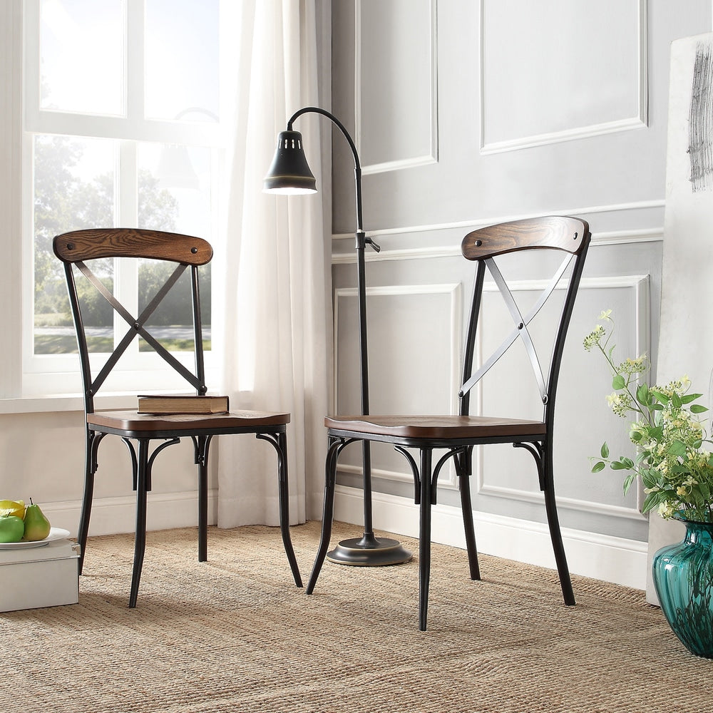 Nelson Industrial Modern Rustic Cross Back Dining Chair By Inspire Q Classic Set Of 2