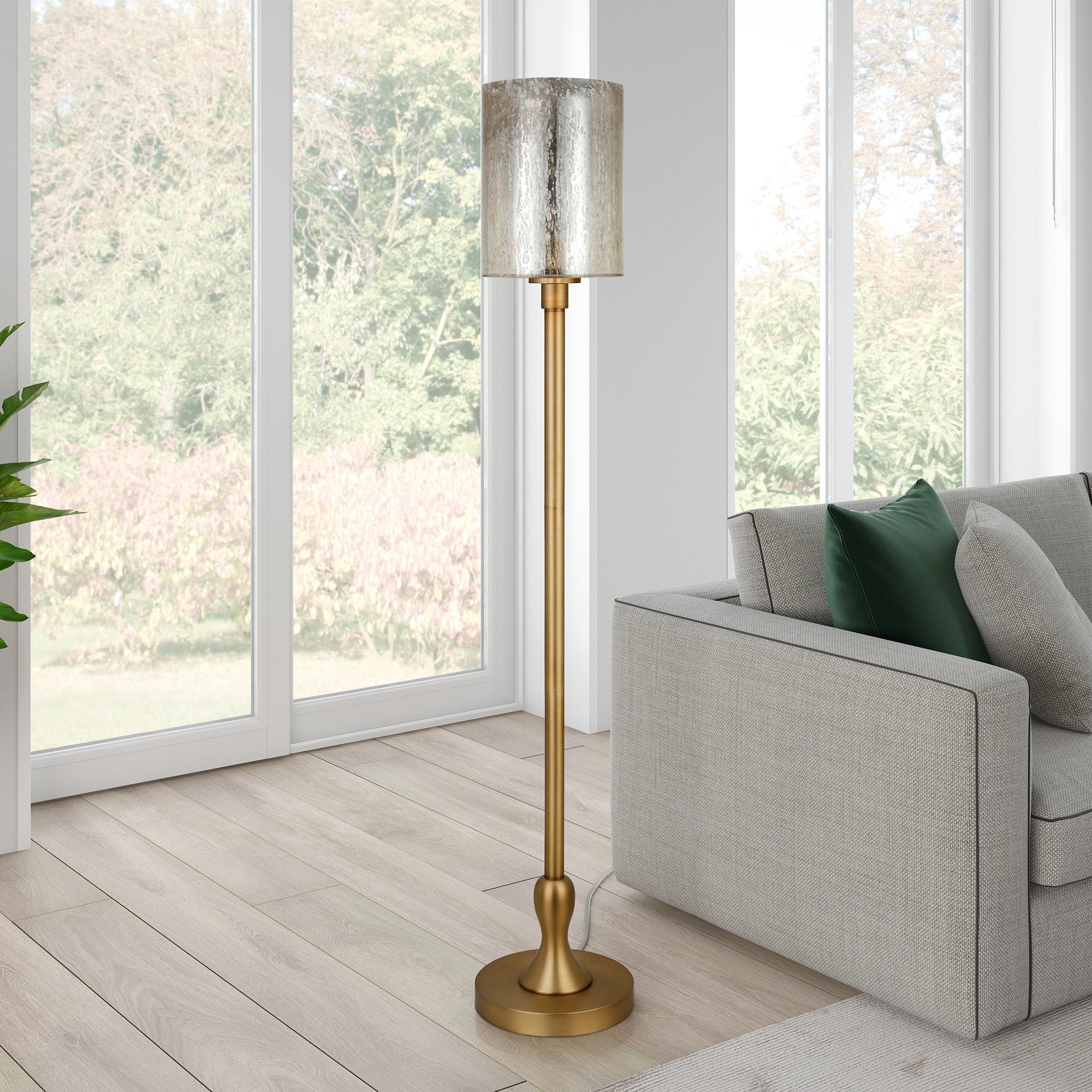 Neo Metal Floor Lamp With Mercury Glass Shade