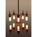 Neri 10 Light Rusty Metal 16 Inch Edison Chandelier With Bulbs Rust