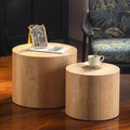 Nesting Coffee Table Set Of 2 Round Wooden Coffee Tables Circle Modern Table For Small Space Living Room Bedroom