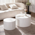 Nesting Coffee Table Set Of 2 Round Wooden 46.45