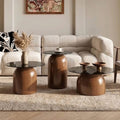 Nesting Coffee Table Set Of 3 Glass Desktop For Living Room Space Saving Circle Center Table For Saving Space For Living Room