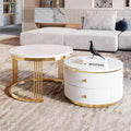 Nesting Table Coffee Table Gold White Center Table With 2 Drawers Minimalist Accent Table End Table Round Side Table