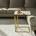 Nestique Modern Marble C Shaped Side Table By Sevita. 10 W X 18 D X 24 H