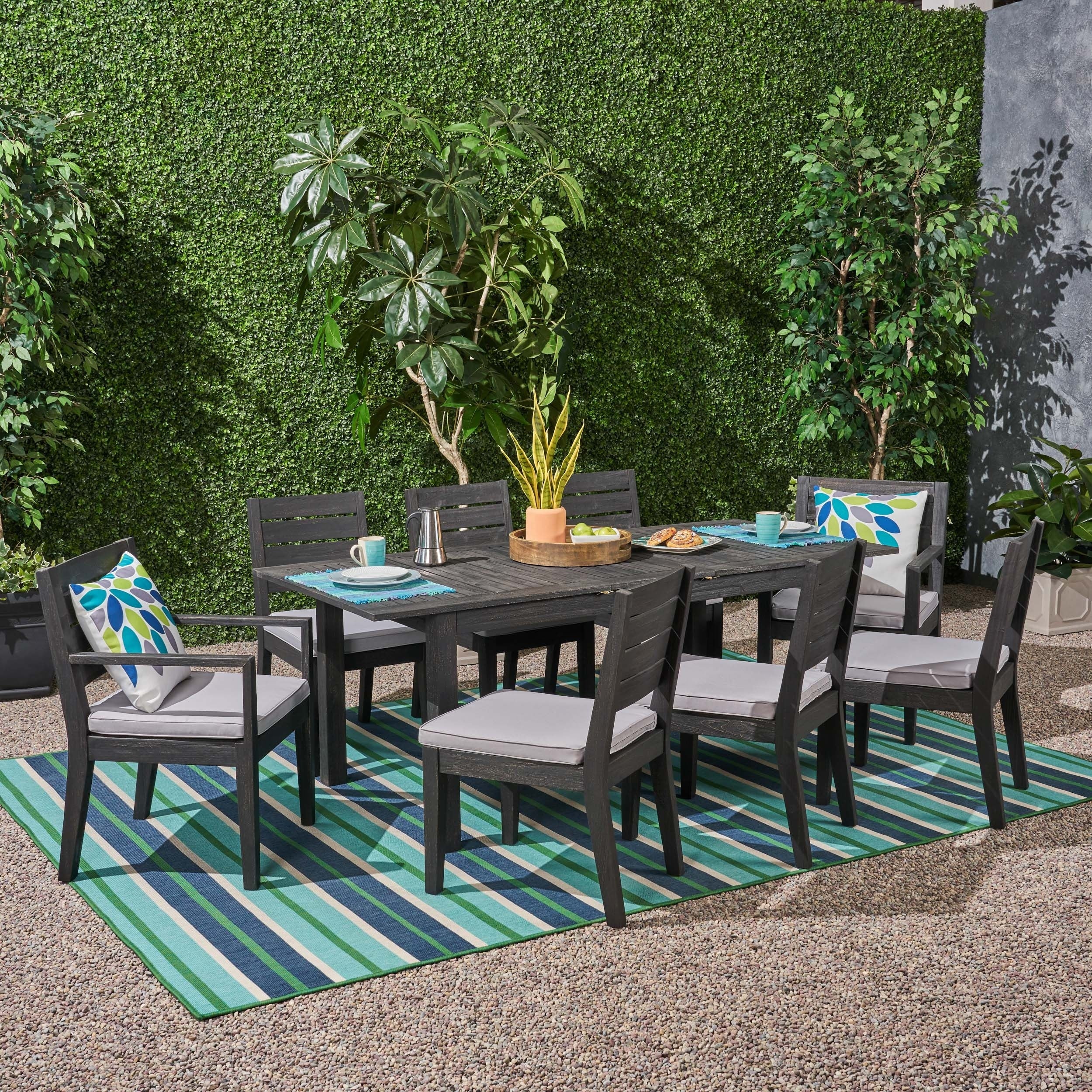 Nestor Outdoor 6 Seater Acacia Wood Expandable Dining Set By Christopher Knight Home