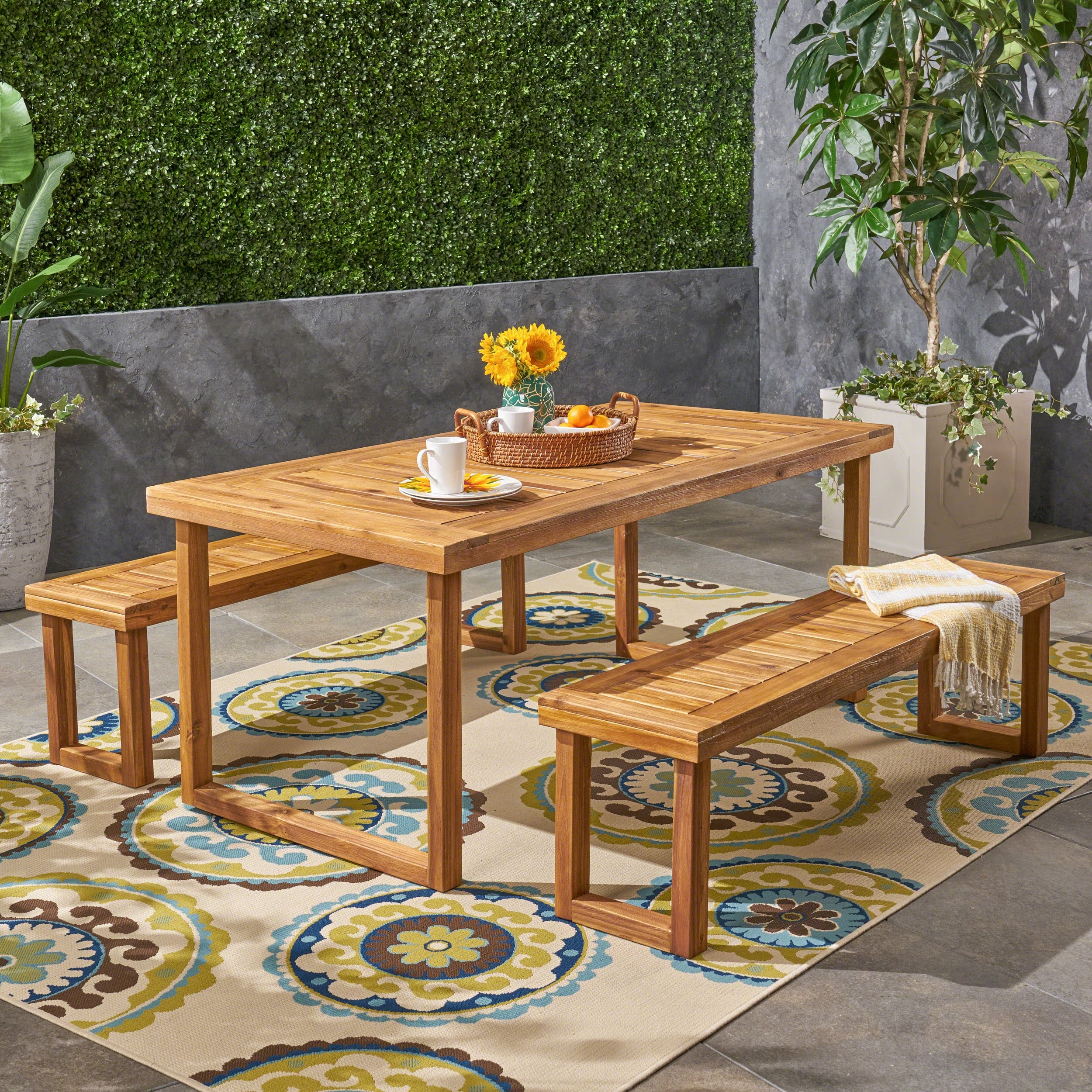 Nestor Outdoor Acacia Wood Picnic Set By Christopher Knight Home
