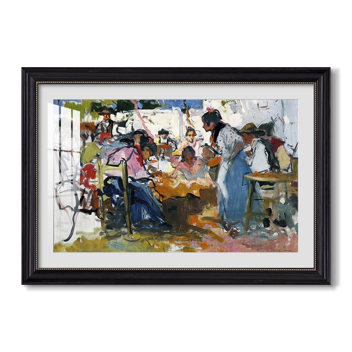 Net Menders In Valencia 1909 Joaquin Sorolla Custom Framed Print