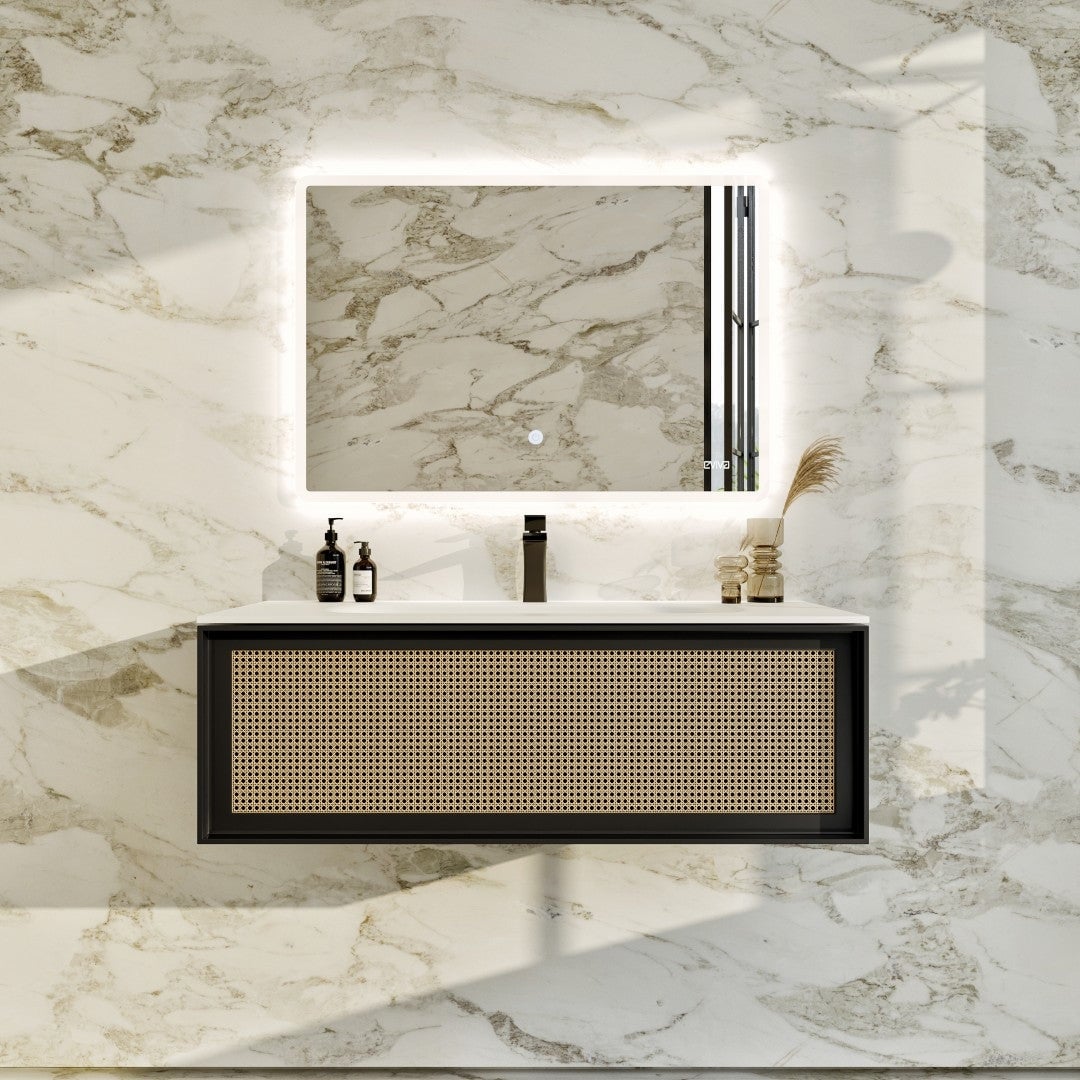 Eviva Nets 44 Inch Natural Oak And Black Vanity