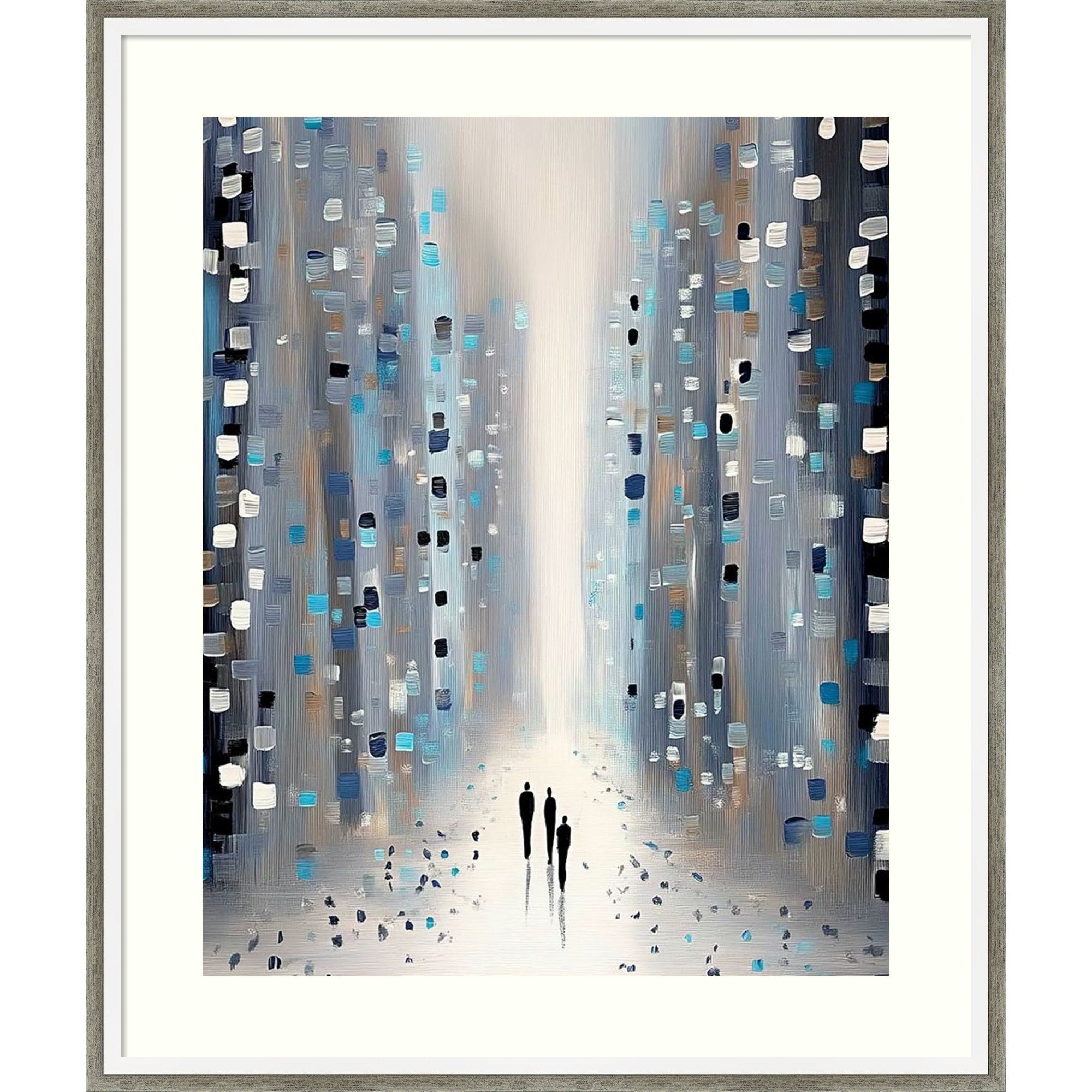Network Figures No. 1 By Tradelink Inhouse Artist Wood Framed Wall Art Print Lucie Silver White