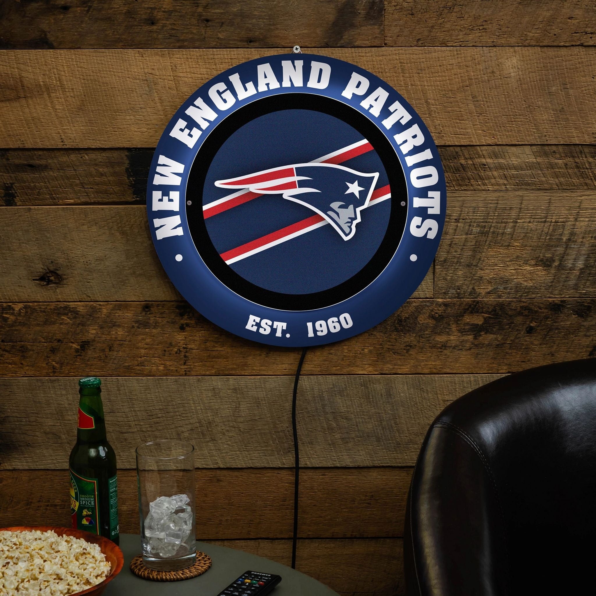 New England Patriots Led Metal Lit Wall Sign Decor