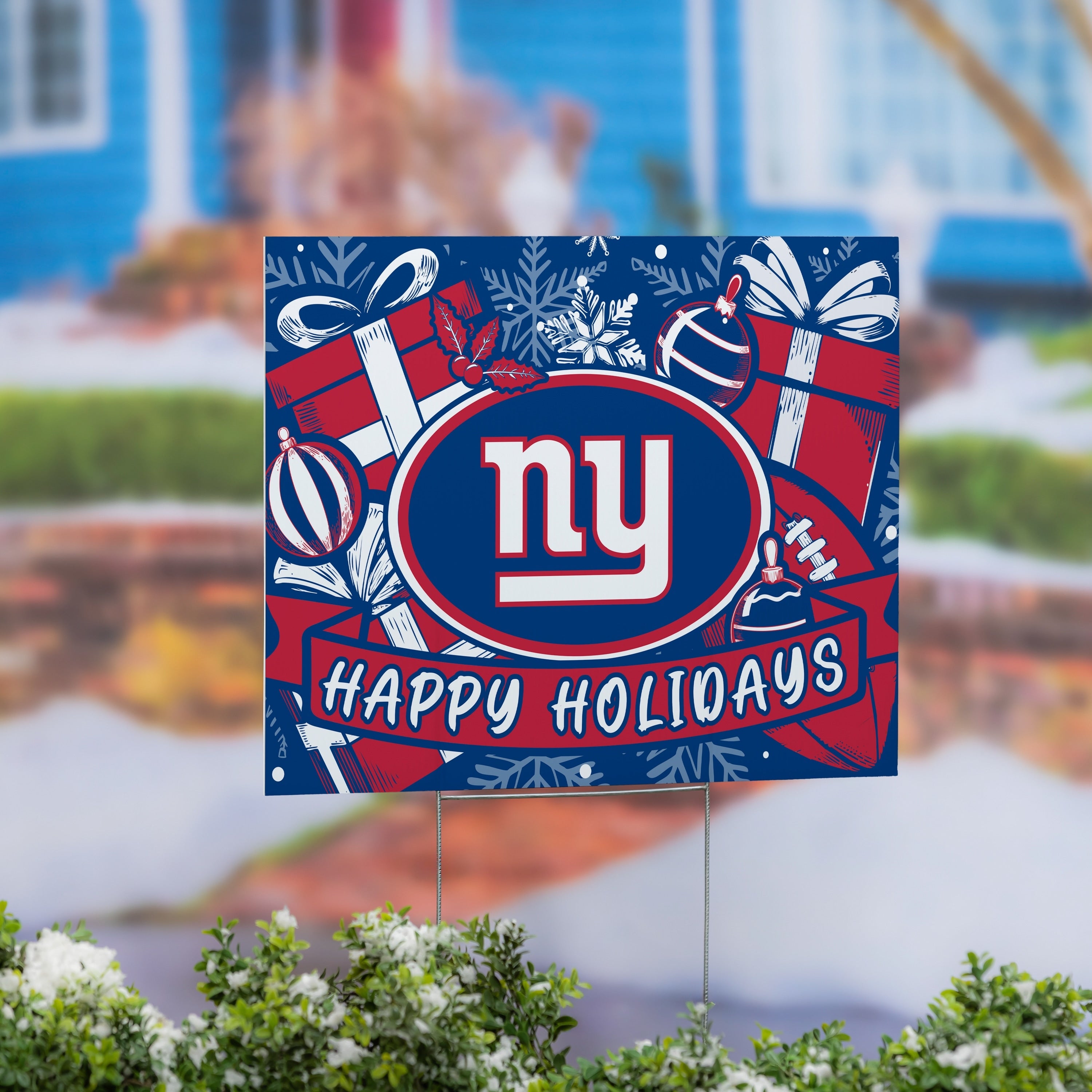 New York Giants Yard Sign Happy Holidays 24 X 18