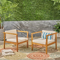 Newbury Outdoor Acacia Wood Club Chairs With Cushions Set Of 2 By Christopher Knight Home