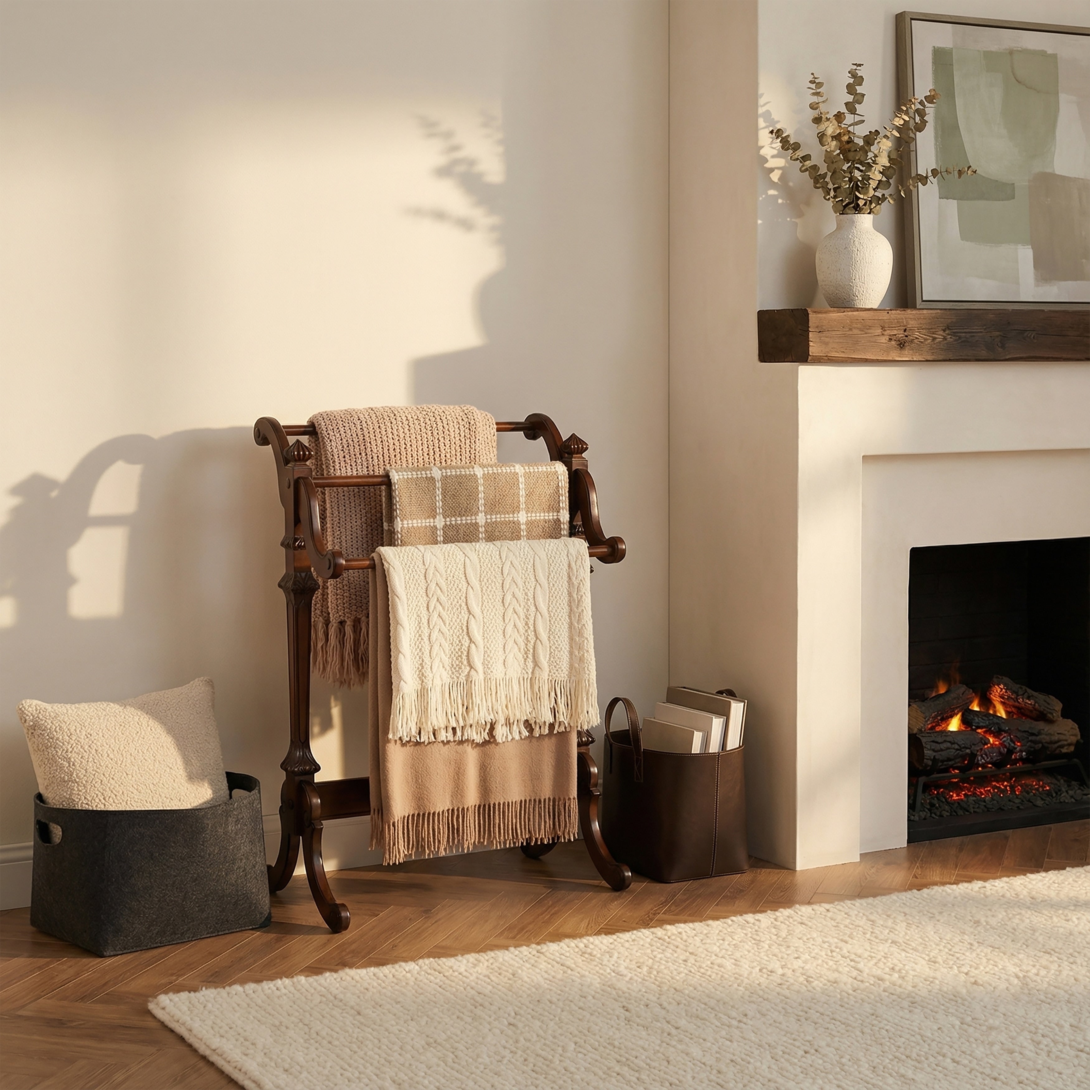 Butler Traditional Blanket Stand Dark Brown