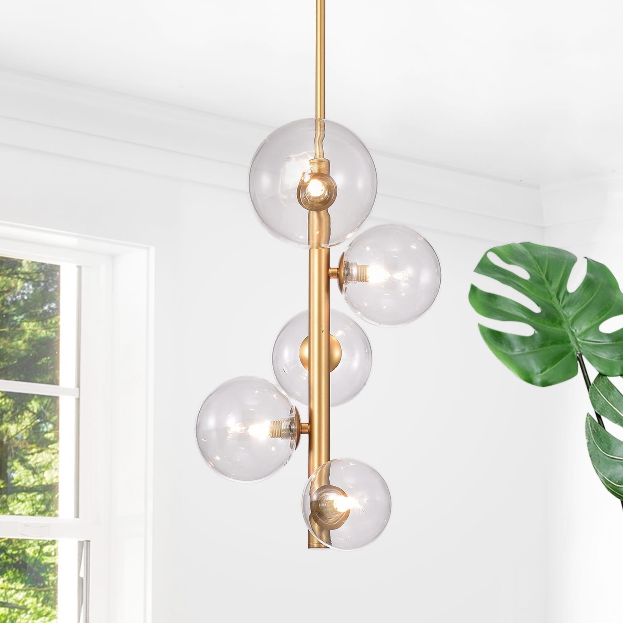 Newill 5 Light Vertical Chandelier With Variable Glass Globes Bulbs Included
