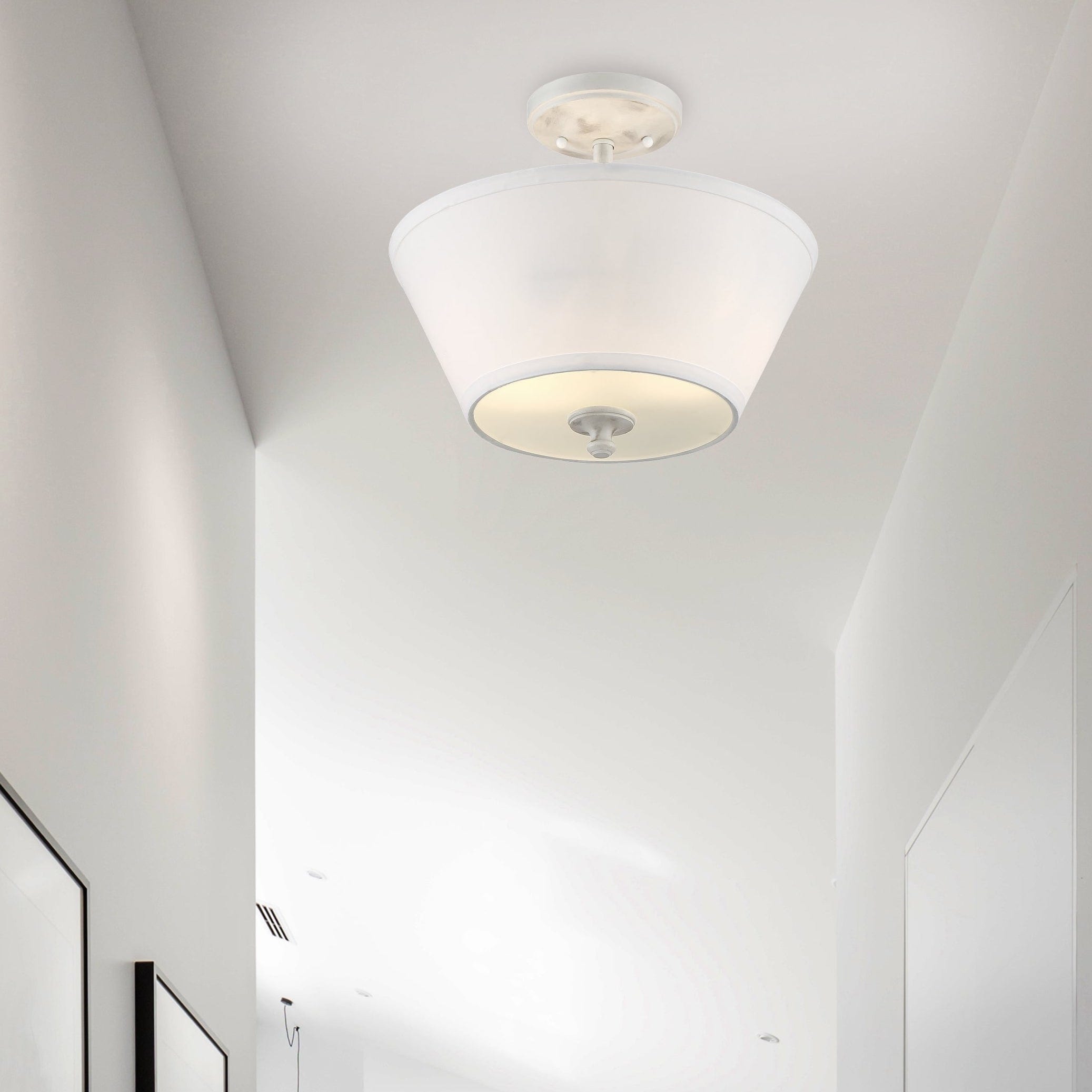 Newport Collection 2 Light Semi Flush 13.5 W 12.25 H Coastal Weathered White Finish